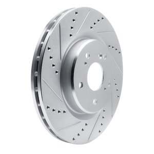 Acura RDX Brake Rotor (1) - Front Left - R1 Concepts - Drilled & Slotted - Silver - `19-`25